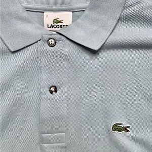 LACOSTE Light Blue Short Sleeve Polo T-Shirt Sz 7 (Good Condition)